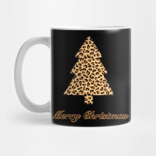 Merry Christmas Tree Leopard Print (Large Design) Mug